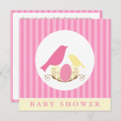 Roze en gele vogels Nest Baby shower Kaart (Voorkant / Achterkant)