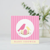 Roze en gele vogels Nest Baby shower Kaart (Staand voorkant)