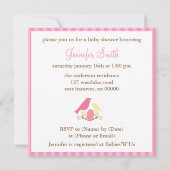 Roze en gele vogels Nest Baby shower Kaart (Achterkant)
