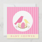 Roze en gele vogels Nest Baby shower Kaart (Voorkant)