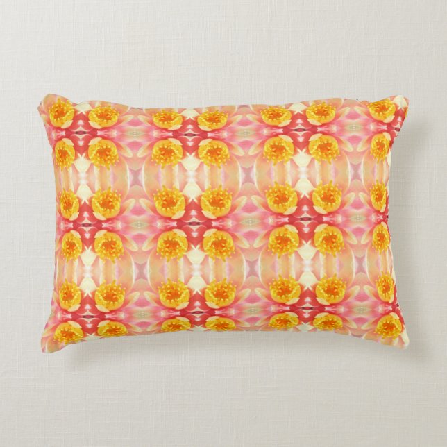 Roze en gele waterlelies Accent Pillow Kussen (Voorkant)