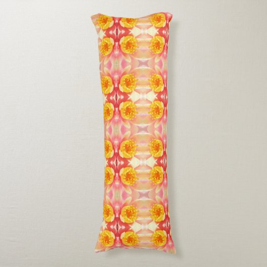 Roze en gele waterLily Body Pillow Lichaamskussen (Voorkant Verticaal)