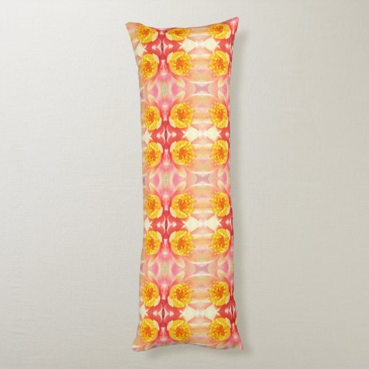 Roze en gele waterLily Body Pillow Lichaamskussen (Achterkant (Verticaal))