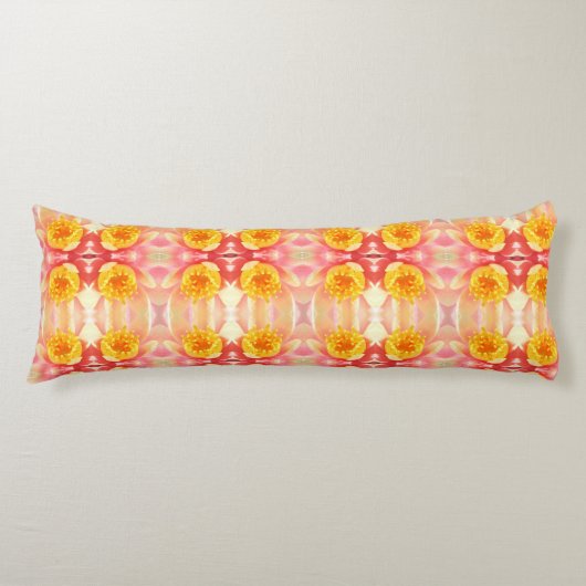 Roze en gele waterLily Body Pillow Lichaamskussen (Voorkant)