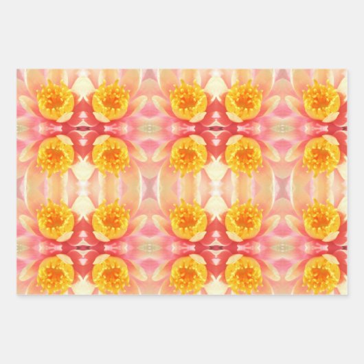 Roze en gele waterLily - Floral Inpakpapier Vel (Voorkant)