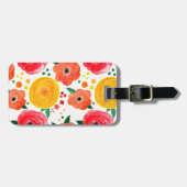 Roze en gele Waterverf bloemen Bagagelabel (Voorkant horizontaal)