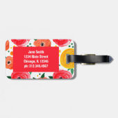 Roze en gele Waterverf bloemen Bagagelabel (Achterkant horizontaal)