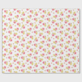 Roze en gele waterverf bloemen cadeaupapier (Vlak)