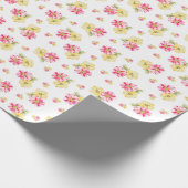 Roze en gele waterverf bloemen cadeaupapier (Hoek)