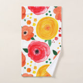 Roze en Gele Waterverf Bloemen Handdoeken (Handdoek)