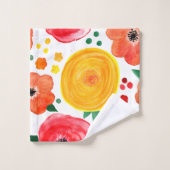 Roze en Gele Waterverf Bloemen Handdoeken (Wasdoekje)