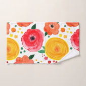 Roze en Gele Waterverf Bloemen Handdoeken (Handdoek)