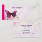 Roze en gele Waterverf bloemen met vlinder Visitekaartje (Voorkant / Achterkant)