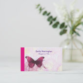 Roze en gele Waterverf bloemen met vlinder Visitekaartje (Staand voorkant)