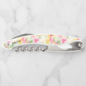 Roze en gele waterverf bloemen patroon kurkentrekker (Achterkant)