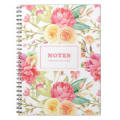 Roze en gele waterverf bloemen patroon notitieboek (Voorkant)