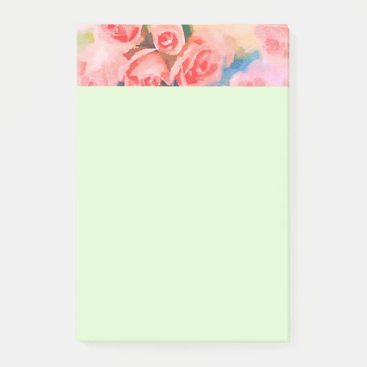 Roze en Gele Waterverf Bloemen Post-it® Notes (Voorkant)