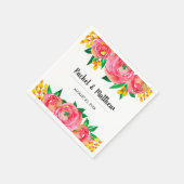 Roze en Gele Waterverf Bloemenbruiloft Servet (Hoek)