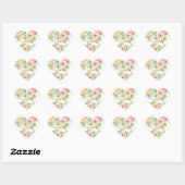 Roze en Gele Waterverf Bloemenhart Dank u Hart Sticker (Vel)