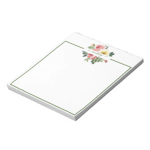 Roze en gele waterverf bloemstuk gepersonaliseerd  notitieblok