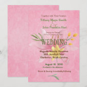 Roze en gele Waterverf bruiloft Kaart (Voorkant / Achterkant)
