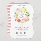 Roze en gele Waterverf Floral | Datum opslaan Save The Date (Voorkant / Achterkant)