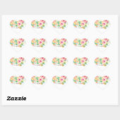 Roze en gele Waterverf Floral Hartelijk dank Hart Sticker (Vel)