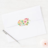 Roze en gele Waterverf Floral Hartelijk dank Hart Sticker (Envelop)