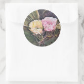 Roze en gele Waterverf Floral Ronde Sticker (Tas)