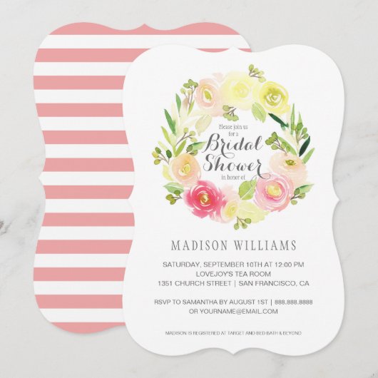 Roze en gele Waterverf Floral  | Vrijgezellenfeest Kaart (Voorkant / Achterkant)