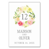 Roze en gele Waterverf Floral Wreate | Weddenschap Kaart (Achterkant)