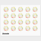 Roze en gele Waterverf Floral Wreate | Weddenschap Ronde Sticker (Vel)
