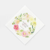 Roze en gele Waterverf Floral Wreate | Weddenschap Servet (Hoek)