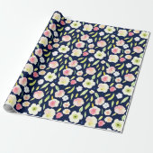 Roze en gele waterverf florale patroon cadeaupapier (Uitgerold)