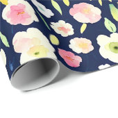 Roze en gele waterverf florale patroon cadeaupapier (Rol Hoek)