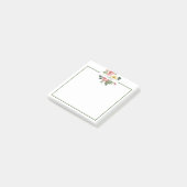 Roze en gele waterverf floreel gepersonaliseerd post-it® notes (Schuin)