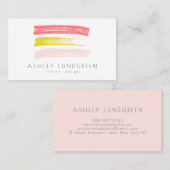 Roze en gele Waterverf penselen Modern Visitekaartje (Voorkant / Achterkant)