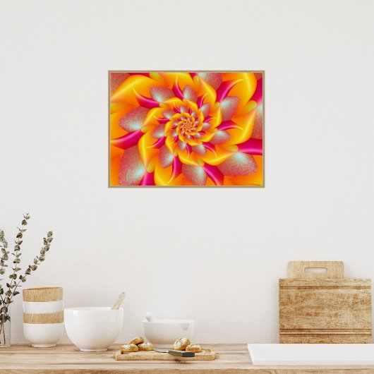 Roze en gele wervelkolom poster (Keuken)