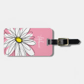 Roze en gele whimsical Daisy Custom Text Bagagelabel (Voorkant horizontaal)