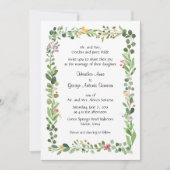 Roze en Gele Wildbloemen en Groen Bruiloft Kaart (Voorkant)