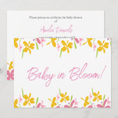Roze en gele wilde bloem Baby in Bloom Kaart (Voorkant / Achterkant)