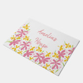  roze en gele Wildflower Deurmat (Schuin)