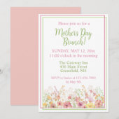 Roze en Gele Wildflower Moederdag Brunch Kaart (Voorkant / Achterkant)