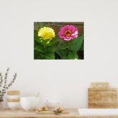 Roze en gele zink afdrukken poster (Keuken)