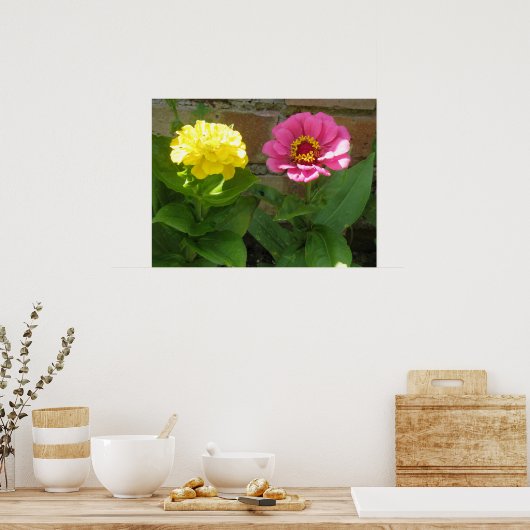 Roze en gele zink afdrukken poster (Keuken)