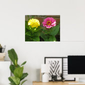 Roze en gele zink afdrukken poster (Thuiskantoor)