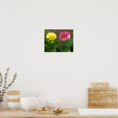 Roze en gele zink afdrukken poster (Keuken)