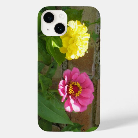 Roze en Gele Zinnias iPhone 4 Case (Achterkant)