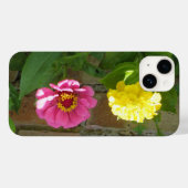 Roze en Gele Zinnias iPhone 4 Case (Achterkant (horizontaal))