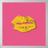 Roze en Gele Zoenende Lippen Poster (Voorkant)